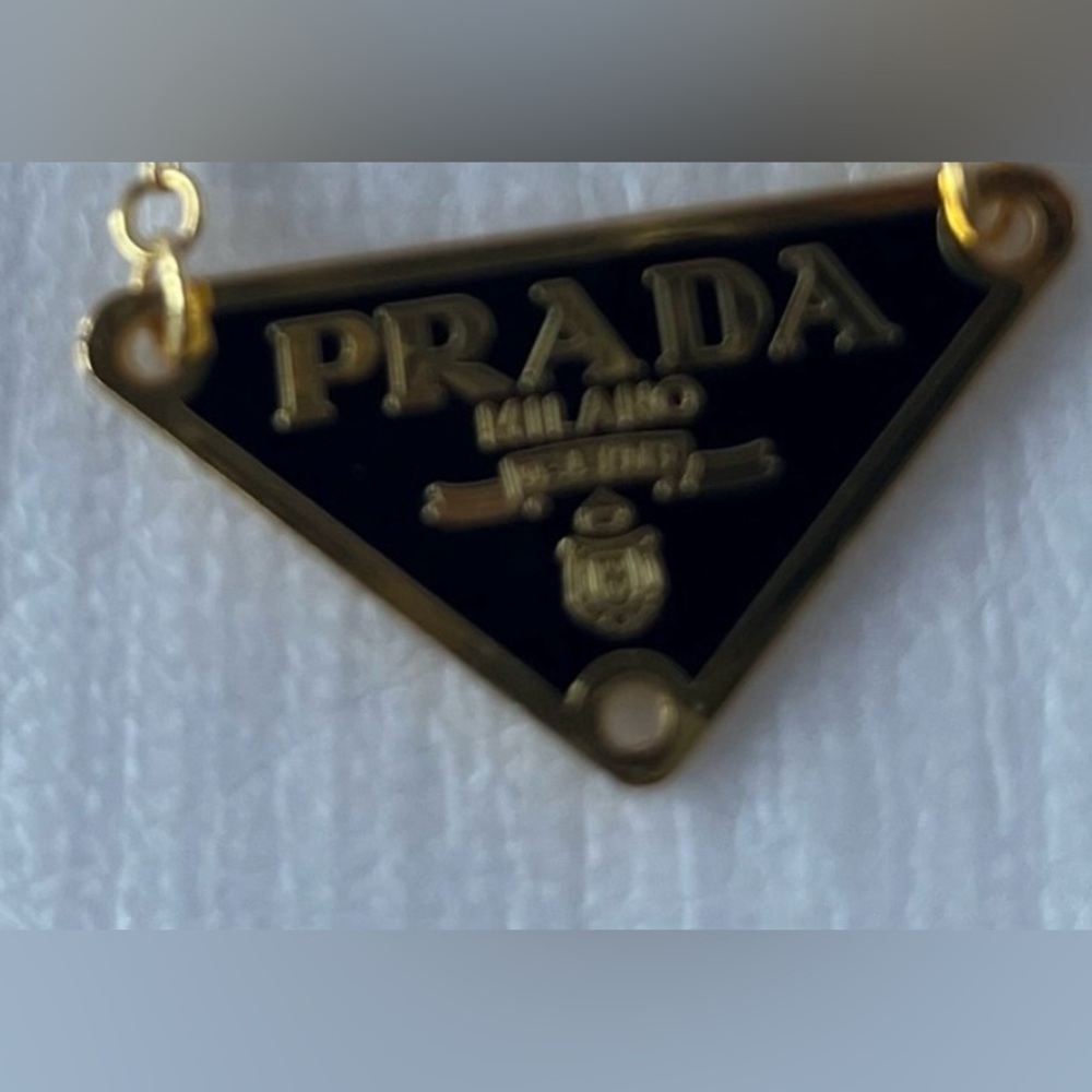 Black Gold Authentic Charm Prada Zipper pull Charm Necklace Bracelet Bag Charm